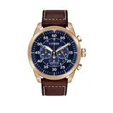 Citizen Men's Avion Brown Leather Strap Watch, Blue