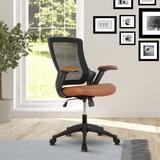 Winston Porter Nishan Mesh Task Chair Wood/Upholstered in Black/Brown, Size 44.0 H x 25.0 W x 25.0 D in | Wayfair RTA-8030-BRN
