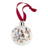 Wrendale Designs by Hannah Dale Ornaments WHITE - White & Red Ducks All Wrapped Up Bauble Ornament