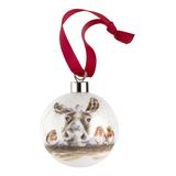 Wrendale Designs by Hannah Dale Ornaments WHITE - White & Red Robin Christmas Donkey Bauble Ornament