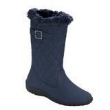 Haband Womens Faux Fur-Lined Winter Boots, Quilted, Navy, Size 9 Wide, W