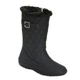 Haband Womens Faux Fur-Lined Winter Boots, Quilted, Black, Size 10 Wide, W