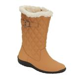 Haband Womens Faux Fur-Lined Winter Boots, Quilted, Chestnut, Size 9 Wide, W