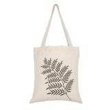 Ferny Frond in Sage,'Sage Fern Pattern Embroidered Cotton Shoulder Bag from India'