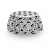 East Urban Home Women Fashion Clothes Ottoman Slipcover Polyester in Black/Gray, Size 16.0 H x 38.0 W x 0.1 D in | Wayfair