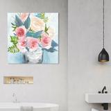 House of Hampton® 'Wild Floral Jam' Painting on Canvas Canvas, Wood in Blue, Size 30.0 H x 30.0 W x 1.5 D in | Wayfair