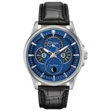 Citizen Eco-Drive Men's Calendrier Moonphase Leather Watch - BU0050-02L, Size: Large, Silver