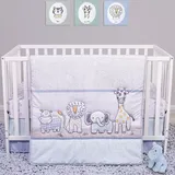 Sammy & Lou Safari Yearbook 4 Piece Crib Bedding Set, Dark Blue