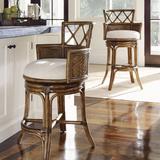 Tommy Bahama Home Bali Hai Kamala Bay Swivel Stool Upholstered/Wicker/Rattan in Brown/White, Size 43.75 H x 22.25 W x 22.5 D in | Wayfair