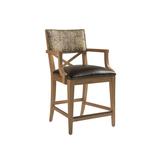 Tommy Bahama Home Los Altos Bar & Counter Stool Wood/Upholstered in Black/Brown, Size 39.0 H x 23.5 W x 24.0 D in | Wayfair 01-0566-895-41