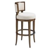 Tommy Bahama Home Island Fusion Swivel Bar Stool Wood/Upholstered in Brown/White, Size 42.0 H x 22.0 W x 23.0 D in | Wayfair 01-0556-816-02