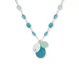 Chaps 28 Inch Silver-Tone Turquoise Long Pendant Necklace