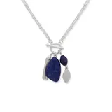 Chaps 18 Inch-36 Inch Silver Tone Blue Convertible Charms Necklace