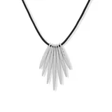 Chaps 28 Inch Silver Tone Leather Stick Pendant Necklace