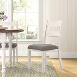 Laurel Foundry Modern Farmhouse® Rockdale Ladder Back Side Chair in Antique White/Gray Wood/Upholstered/Fabric in Brown/Gray/White | Wayfair
