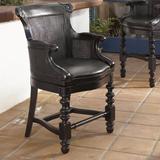Tommy Bahama Home Kingstown Bar & Counter Swivel Stool Wood/Upholstered in Black/Brown, Size 47.5 H x 24.75 W x 23.75 D in | Wayfair 01-0619-816-01