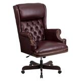 Charlton Home® Donika High Back Tufted Executive Chair Upholstered in Black/Brown/Green, Size 51.0 H x 27.0 W x 32.0 D in | Wayfair
