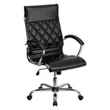 Orren Ellis Anesia High Back Designer Executive Chair Upholstered, Leather in Black/Gray, Size 43.0 H x 25.0 W x 26.5 D in | Wayfair