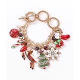 Ella & Elly Women's Bracelets Goldtone - Crystal & Goldtone Christmas Charm Bracelet