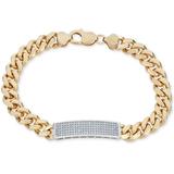 Diamond (1 Ct. T.w.) Id Bracelet In 18k Gold-plated Sterling Silver - Metallic - Macy's Bracelets