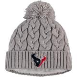 Women's New Era Gray Houston Texans Swift Cable Cuffed Knit Hat with Pom