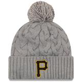 Women's New Era Gray Pittsburgh Pirates Rush Cuffed Knit Hat with Pom