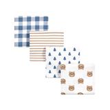 Hudson Baby Boys' Receiving and Stroller Blankets Little - Blue & White Plaid Little Bear Receiving Blanket Set