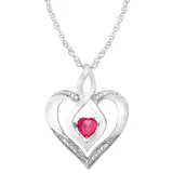 "Sterling Silver Gemstone & Diamond Accent Heart Pendant Necklace, Women's, Size: 18"", Pink"