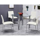 Orren Ellis Pares 4 - Person Dining Set Glass/Metal/Upholstered Chairs in Gray, Size 30.0 H in | Wayfair EB37D18F02FE4BACA02DDE1A7E7E235C