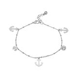 Steel Time Women's Anklets metallic - Simulated Diamond & Stainless Steel Anchor Bracelet