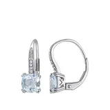 Belk & Co Women's 1.75 ct. t.w. Aquamarine and 1/10 ct. t.w. Diamond Accent Drop Earrings in 10K White Gold