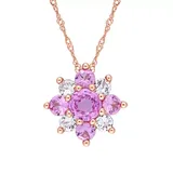 Belk & Co Women's 1.63 ct. t.w. Pink and White Sapphire Cluster Star Pendant with Chain in 14k Rose Gold, 17 in