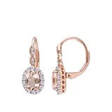 Belk & Co 1.4 ct. t.w. Morganite, 7/8 ct. t.w. White Topaz, and 1/10 ct. t.w. Diamond Accent Halo Vintage Earrings in 14k Rose Gold
