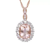 Belk & Co 1.13 Ct. T.w. Morganite, 5/8 Ct. T.w. White Topaz, And 1/10 Ct. T.w. Diamond Accent Vintage Necklace In 14K Rose Gold, 17 In