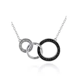Belk & Co Black And White Diamond Circle Necklace In Sterling Silver