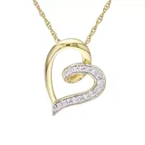 Belk & Co 1/10 Ct. T.w. Diamond Accent Heart Pendant With Chain In 10K Yellow Gold, 17 In