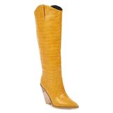 BUTITI Women's Cold Weather Boots yellow - Yellow Crocodile Cowboy Boot - Women