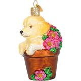 Old World Christmas Puppy in Flower Pot Hanging Figurine Ornament Glass in Brown, Size 2.0 H x 2.5 W x 3.75 D in | Wayfair 12559