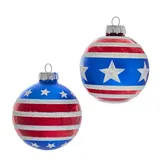 Kurt Adler Stars and Stripes Ball Christmas Ornament 6-piece Set, Multicolor