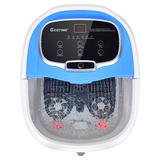 Costway Portable All-In-One Heated Foot Bubble Spa Bath Motorized Massager-Blue