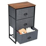 Costway Nightstand Side Table Storage Tower Dresser Chest with 3 Drawers-Black