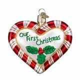 Old World Christmas Peppermint Heart Hanging Figurine Ornament Glass in Red, Size 3.0 H x 3.25 W x 0.75 D in | Wayfair 30020