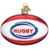 Old World Christmas Rugby Ball Hanging Figurine Ornament Glass in Red, Size 2.25 H x 2.5 W x 3.5 D in | Wayfair 44128