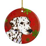 The Holiday Aisle® Dalmatian Snowflakes Holiday Christmas Hanging Figurine Ornament Ceramic/Porcelain in Brown/Red | Wayfair