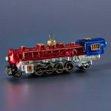 The Holiday Aisle® Steam Train Engine Hanging Figurine Ornament Glass in Red, Size 6.57 H x 4.21 W x 3.35 D in | Wayfair