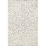 August Grove® Bultfontein Floral Handmade Tufted Wool Beige Area Rug Wool in White, Size 96.0 W x 0.32 D in | Wayfair