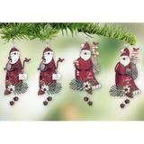 The Holiday Aisle® 4 Piece Santa Hanging Figurine Ornament Set Metal in Red, Size 9.5 H x 5.5 W x 3.0 D in | Wayfair