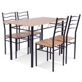 Costway 5 Pieces Wood Metal Dining Table Set with 4 Chairs-Natural