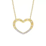 Belk & Co Women's 1/10 ct. t.w. Diamond Stationed Open Heart Necklace in 10k Yellow Gold, 17 in