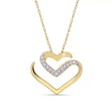 Belk & Co Women's 1/10 ct. t.w. Diamond Cursive Double Heart Necklace in 10K Yellow Gold, 17 in